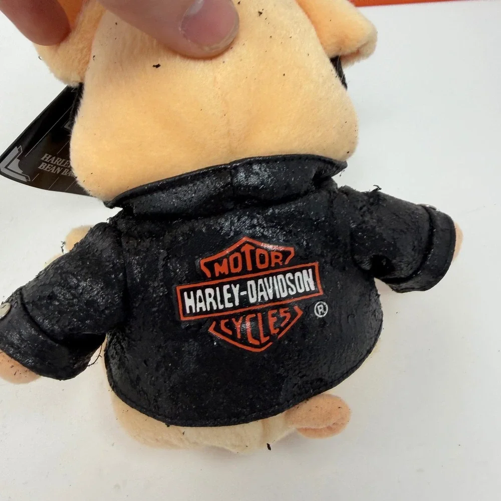 Vintage 1998 Harley-Davidson Biker Pig Bean Bag Plush Goggles Leather Jacket NWT